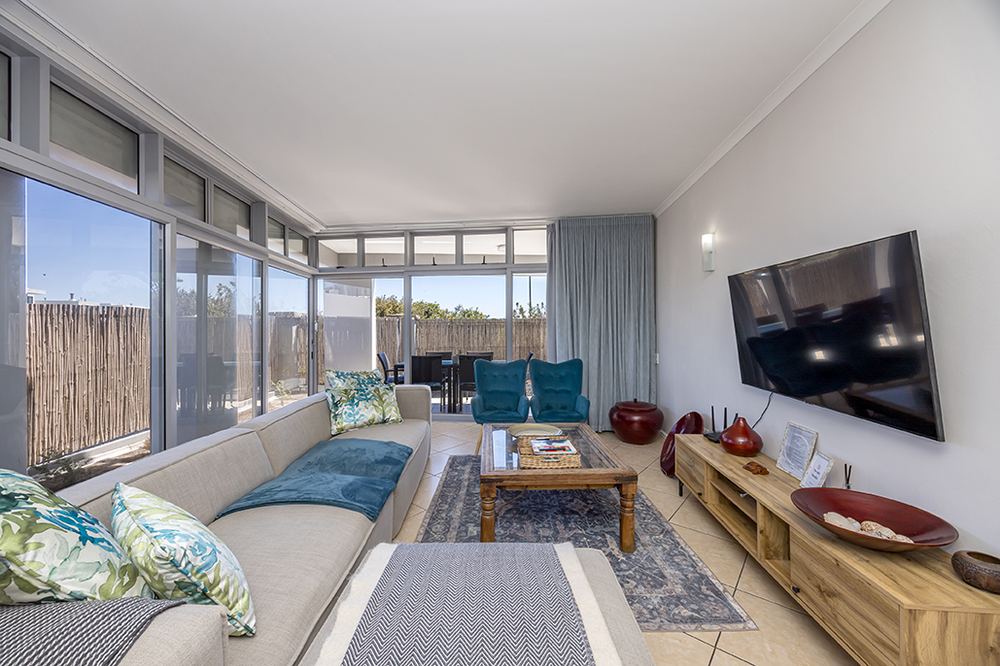 Open-plan lounge at the Beachside Escape